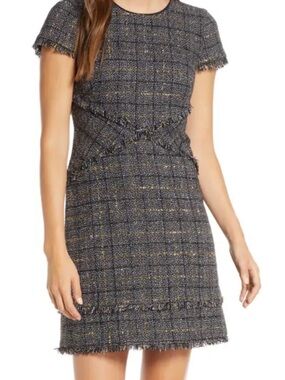 NWT Eliza J Tweed Short Sleeve Shift Dress